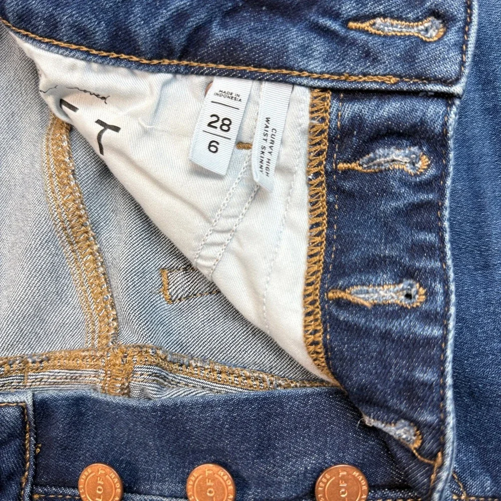Loft Denim Jeans Size 6 Women Blue Medium Wash Button Fly Raw Hem‎ - Picture 5 of 12